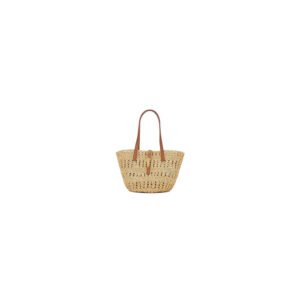 YSL Small Panier Raffia Bag In Brown