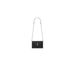 YSL cassandre envelope chain wallet in grain de poudre leather(High-end Grade)