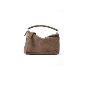 LOEWE Puzzle small textured-nubuck shoulder bag(TAX-FREE GRADE)